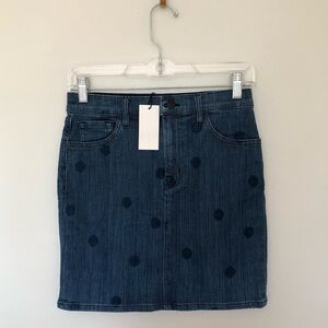 J Brand Lyla Mini Skirt Aerial Denim Polka Dots New NWT 26